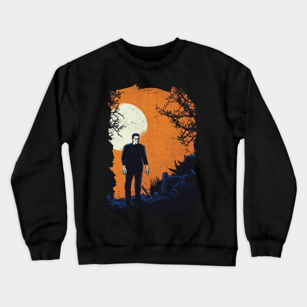 Frankenstein Vintage Halloween Design Crewneck Sweatshirt by UNDERGROUNDROOTS